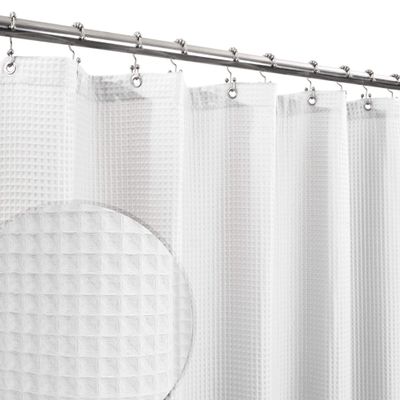 Abipuir Honeycomb Waffle Weave Shower Curtain Cotton Blend Extra Long 84 inch Height, Hotel Luxury, Heavy Weight, Spa, Washable, White, 72x84 Fabric Shower Curtain for Bathroom