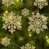 36pcs Christmas Snowflake Ornaments Plastic Glitter Snowflakes Ornaments for Xmas Tree Decorations, 4-inch, Gold view 1