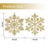 36pcs Christmas Snowflake Ornaments Plastic Glitter Snowflakes Ornaments for Xmas Tree Decorations, 4-inch, Gold view 2