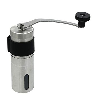 Coffee Accessories Silver Coffee Grinder, Mini Stainless Steel Hand Manual Handmade Coffee Bean Burr Grinders Mill Kitchen Tool Grinders Household Office (Color : 4.8x18.6)