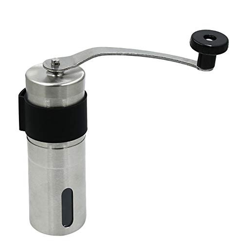 Coffee Accessories Silver Coffee Grinder, Mini Stainless Steel Hand Manual Handmade Coffee Bean Burr Grinders Mill Kitchen Tool Grinders Household Office (Color : 4.8x18.6)
