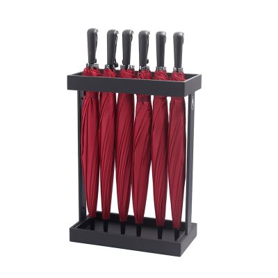 Umbrella Rack Hua Black Metal Umbrella Stand, Modern and Simple Umbrella Rack, with Drip Tray and Hook, for Home Business Hotels, Can Store 12-16 Umbrellas