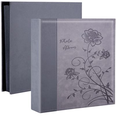 Artmag Photo Album 4x6 1000 Photos, Large Capacity Wedding Family Leather Cover Picture Albums Holds Horizontal and Vertical 4x6 Photos with Black Pages(Grey)