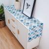 Dining Table Runner Dresser Scarf Linen Burlap Fabric,Moroccan Geometric Quatrefoil Lattice Blue Gray Pattern Washable Table Runners 70 Inches Long for Farmhouse Home Kitchen Wedding Party Decor view 4