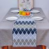Dining Table Runner Dresser Scarf Linen Burlap Fabric,Mid-Century Modern Geometric Navy Blue Gray Pattern Washable Table Runners 70 Inches Long for Farmhouse Home Kitchen Wedding Party Decor view 3