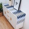 Dining Table Runner Dresser Scarf Linen Burlap Fabric,Mid-Century Modern Geometric Navy Blue Gray Pattern Washable Table Runners 70 Inches Long for Farmhouse Home Kitchen Wedding Party Decor view 4