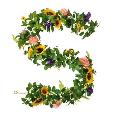 1pc Artificial Sunflower Vine for Home Decor Wedding Party Rattan Decoration Faux Floral Garland Greenery for Easy Arrangement and Festive Accents