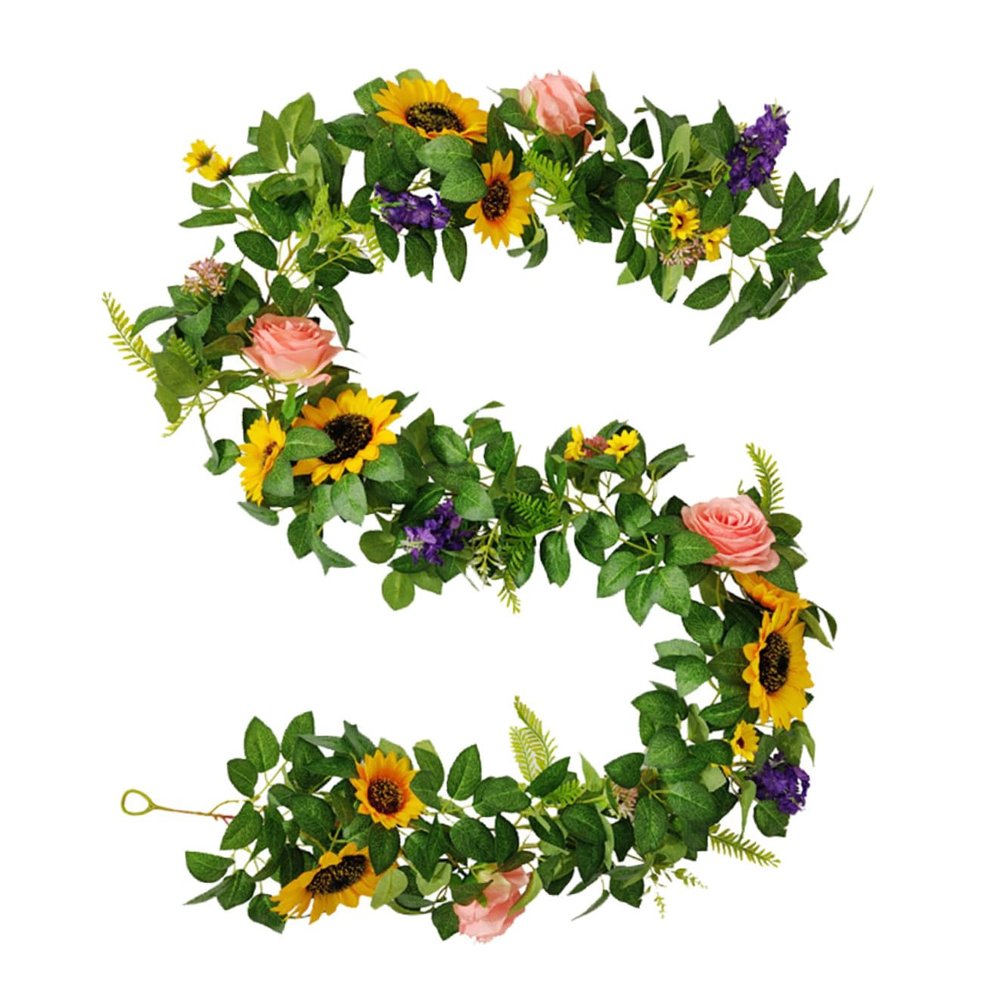 1pc Artificial Sunflower Vine for Home Decor Wedding Party Rattan Decoration Faux Floral Garland Greenery for Easy Arrangement and Festive Accents