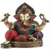 Art of Creation Lord Ganesh Ji Statue Multicolor God Ganesh Ganpati Sitting Idol Sculpture Good Luck & Success - Brass Metal Size-10 inch X Width- 8 inch Approx! Weight: 4 KG view 1
