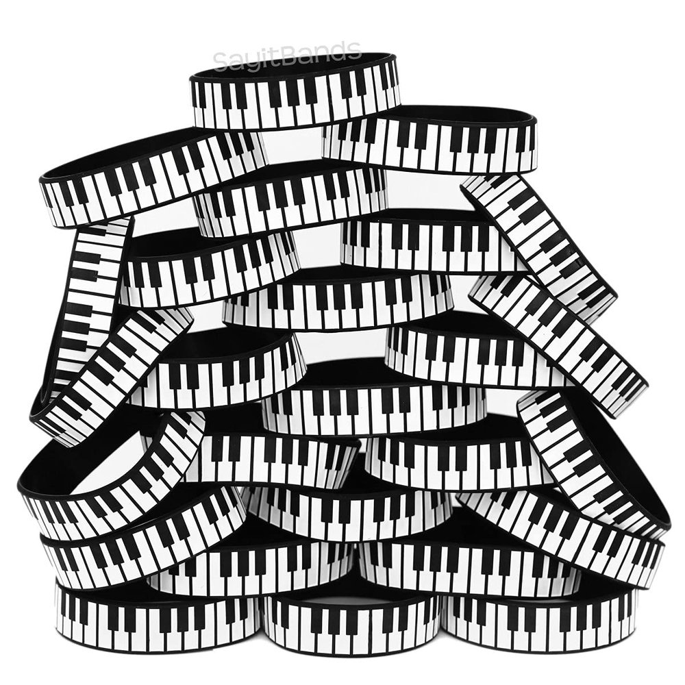 SayitBands 100 Piano Wristbands - Musical Instrument Keys Bracelets for Pianists and Musicians