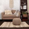 REDEARTH Round Pouf Ottoman - Hand Knitted Cable Boho Poof Home Dcor Pouffe Circular Footrest for Living Room - Nursery - Bedroom - Lounge 100% Cotton (19.5"x19.5"x14") - Beige Ivory view 2