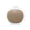 REDEARTH Round Pouf Ottoman - Hand Knitted Cable Boho Poof Home Dcor Pouffe Circular Footrest for Living Room - Nursery - Bedroom - Lounge 100% Cotton (19.5"x19.5"x14") - Beige Ivory view 3