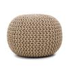 REDEARTH Round Pouf Ottoman - Hand Knitted Cable Boho Poof Home Dcor Pouffe Circular Footrest for Living Room - Nursery - Bedroom - Lounge 100% Cotton (19.5"x19.5"x14") - Beige Ivory view 4