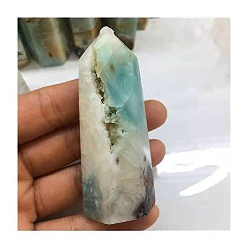 1pc Polished Crystal Tower Sky Blue Amazonite Points for Home Decoration 80-90mm