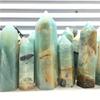 1pc Polished Crystal Tower Sky Blue Amazonite Points for Home Decoration 80-90mm view 2