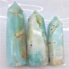1pc Polished Crystal Tower Sky Blue Amazonite Points for Home Decoration 80-90mm view 4