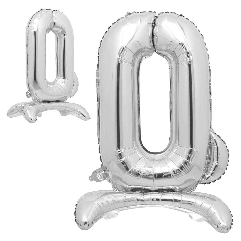 16" inch Standing Single Silver Alphabet Letter Number Balloons Aluminum Hanging Foil Film Balloon Wedding Birthday Party Decoration Banner Air Mylar Balloons (16 inch Stand Silver Q)