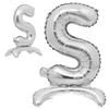 16" inch Standing Single Silver Alphabet Letter Number Balloons Aluminum Hanging Foil Film Balloon Wedding Birthday Party Decoration Banner Air Mylar Balloons (16 inch Stand Silver S) view 1