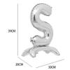 16" inch Standing Single Silver Alphabet Letter Number Balloons Aluminum Hanging Foil Film Balloon Wedding Birthday Party Decoration Banner Air Mylar Balloons (16 inch Stand Silver S) view 2