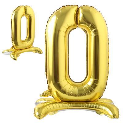 16" Standing Gold Alphabet Letter and Number Balloons Aluminum Hanging Foil Film Banner Mylar Balloon for Birthday Party Decoration Custom Word (A-Z, 0-9 Gold) (16 inch Stand Gold 0)