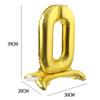 16" Standing Gold Alphabet Letter and Number Balloons Aluminum Hanging Foil Film Banner Mylar Balloon for Birthday Party Decoration Custom Word (A-Z, 0-9 Gold) (16 inch Stand Gold 0) view 2