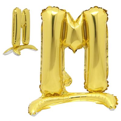 32 inch Standing Letter Balloons Gold Alphabet Number Balloons Foil Mylar Party Wedding Bachelorette Birthday Bridal Shower Graduation Anniversary Celebration Decoration (32 inch Stand Gold M)