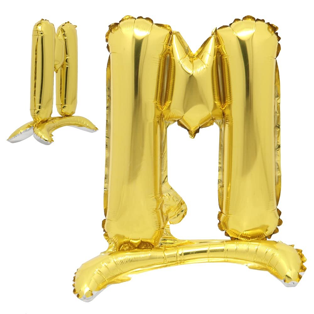 32 inch Standing Letter Balloons Gold Alphabet Number Balloons Foil Mylar Party Wedding Bachelorette Birthday Bridal Shower Graduation Anniversary Celebration Decoration (32 inch Stand Gold M)