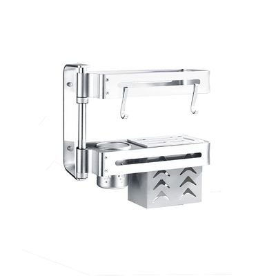 Bathroom Shelf Organizer Storage Kitchen 2 Tier Removeble Rack Adhesive No Drilling, Black, Pantry & More, Decorative Storage,Silver,with cylinder