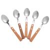 Cabilock Western Style Dessert Spoons 5pcs Stainless Steel Scoops with Comfortable Wood Handles for Tea Parties Gatherings view 1