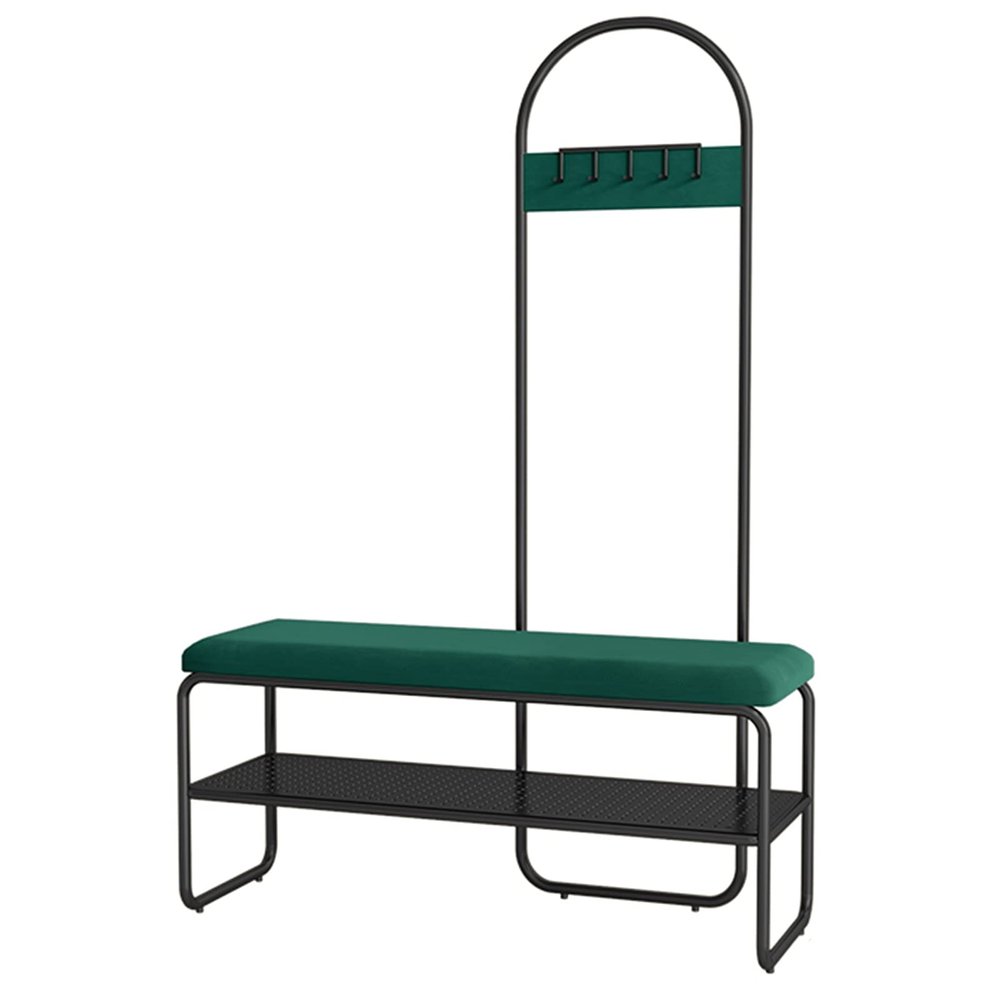 XINGLL Coat Rack Stand Clothes Rack Stand, Rustproof Metal Hanger with Bench, Ideal for Hall Bedroom Entryway Office for Garment Shoe Hat Handbag Storage, Easy Assembly