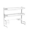 3 Tier Extra Large Stainless Steel Expandable Over The Sink Dish Drainer Drying Rack, Rust Proof Metal, Space Saving, Modern Silver Big Capacity Extendable Plate Strainers Above Kitchen Counter view 4
