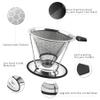 LIGICKY Reusable Coffee Filter Professional Manual Stainless Steel Coffee Dripper Cone Coffee Strainer Paperless Coffee Maker for 2-4 people with Removable Cup Stand, Cleaning Brush, Coffee Scoop view 3