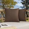 Kevin Textile Pack of 2 Outdoor Waterproof Throw Pillow Covers Decorative Farmhouse Checkered Square Solid Cushion Cases for Patio Garden Porch Sofa Brown 18x18 inch view 1