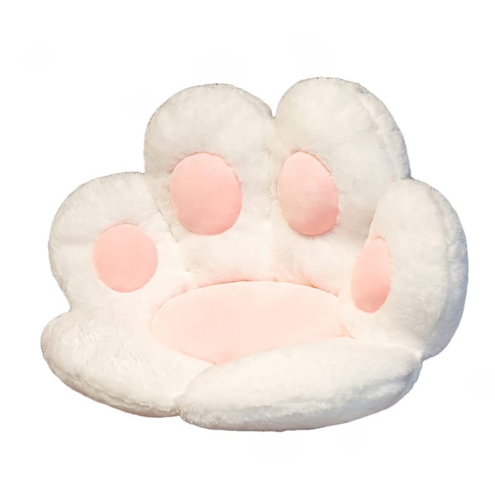 Cartoon Bear Paw Cat Claw Half-Surround Cushion, Lazy One-Piece Sofa, Office Seat, Student Cushion (Polar White, 60cm*70cm)