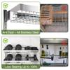 3 Tier Extra Large Stainless Steel Expandable Over The Sink Dish Drainer Drying Rack, Rust Proof Metal, Space Saving, Modern Silver Big Capacity Extendable Plate Strainers Above Kitchen Counter view 2