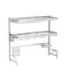 3 Tier Extra Large Stainless Steel Expandable Over The Sink Dish Drainer Drying Rack, Rust Proof Metal, Space Saving, Modern Silver Big Capacity Extendable Plate Strainers Above Kitchen Counter view 4