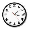 12 Hours 12 Christmas Vector Iconic Clock Merry Christmas Wall Clock Christmas Housewarming (Metal Frame) view 1