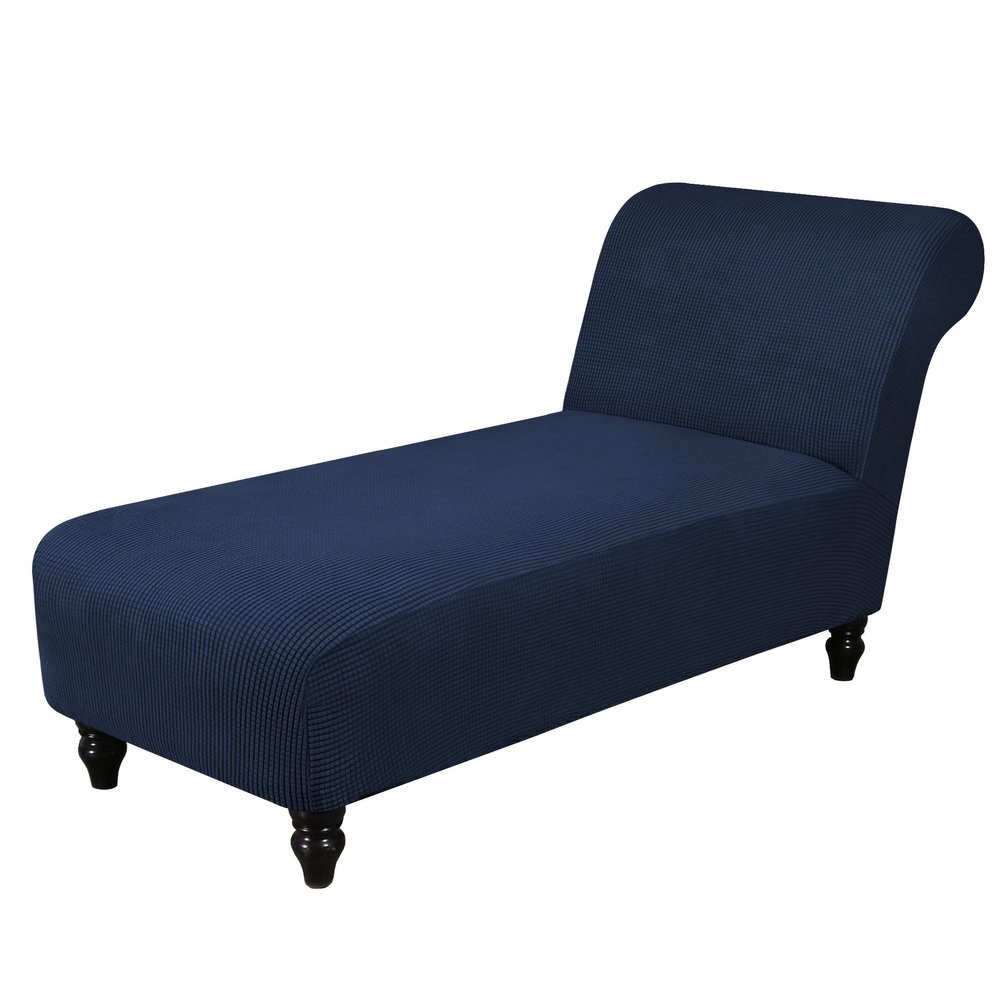 GAMUKAI Stretch Chaise Lounge Cover Armless Chair Slipcover for Living Room & Bedroom, Soft Jacquard Fabric, Machine Washable for Indoor Furniture Protector (Navy)