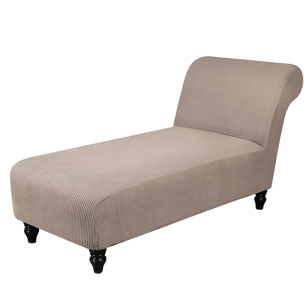 GAMUKAI Stretch Chaise Lounge Cover  Armless Chair Slipcover for Living Room & Bedroom, Soft Jacquard Fabric, Machine Washable for Indoor Furniture Protector (Khaki)
