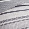 Flysheep Grey Boho Quilt Set Full Queen Size, 3 Pcs Gray Black and Navy Striped Bedspread, Soft Microfiber Modern Coverlet for All Season - 1 Quilt and 2 Pillow Shams view 2