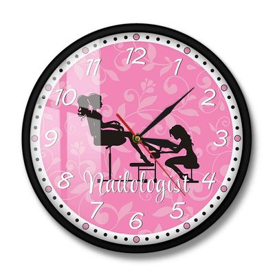 Beauty Shop Nail Studio Custom Wall Clock Pedicure Salon Supplier Artwork Personalized Manicure Salon Name Silent Wall Clock(Metal Frame)