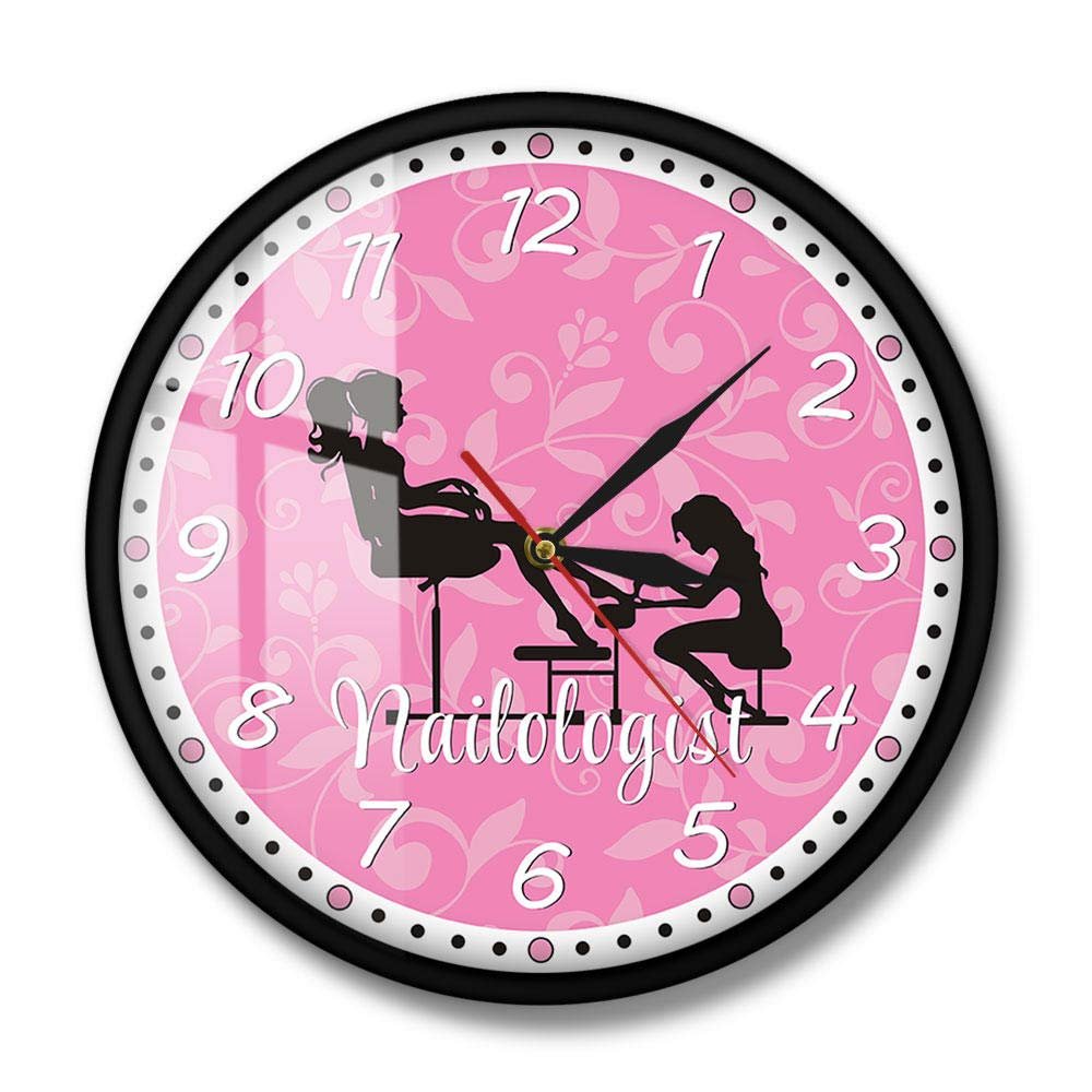 Beauty Shop Nail Studio Custom Wall Clock Pedicure Salon Supplier Artwork Personalized Manicure Salon Name Silent Wall Clock(Metal Frame)