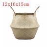12x16x15cm Storage Basket Rattan Straw Basket Wicker Seagrasss Folding Laundry Flower Pot Flower Vase Home Hanging Basket (Color : A) view 2