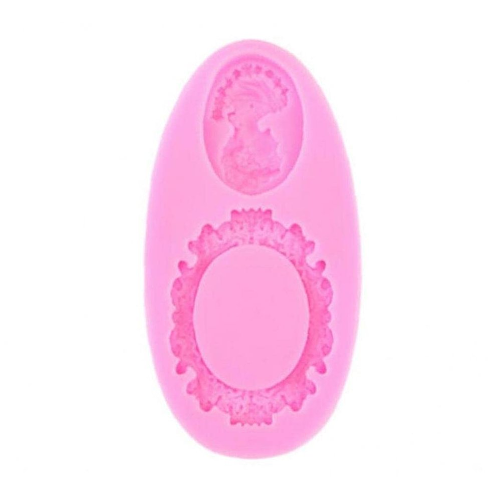1pc Oval Cameo and Oval Frame Sugar Fondant Cake Decorating Tools Fondant Mold Miniature Frame Silicone Mirror