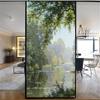 LXDWEI Decortive Window Film Privacy Forest Creek Landscape Oil Painting Static Cling Window Stickers No Glue Frosted Window Coverings Window Window Tint (W x L) 90x140cm(35.2"x55.1") view 2