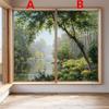 LXDWEI Decortive Window Film Privacy Forest Creek Landscape Oil Painting Static Cling Window Stickers No Glue Frosted Window Coverings Window Window Tint (W x L) 90x140cm(35.2"x55.1") view 3