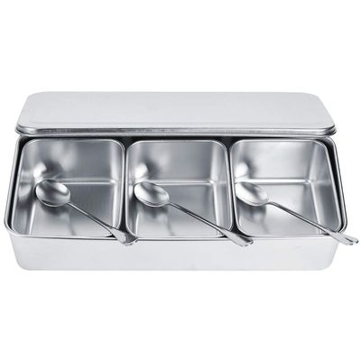 4Pcs Stainless Steel Spices Box, Kitchen Spice Pots Seasoning Box Condiment Jar Set Seasoning Storage Container with Spoons and Lid