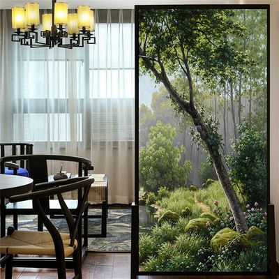 LXDWEI Decortive Window Film Privacy Forest Creek Landscape Oil Painting Static Cling Window Stickers No Glue Frosted Window Coverings Window Window Tint (W x L) 90x140cm(35.2"x55.1")