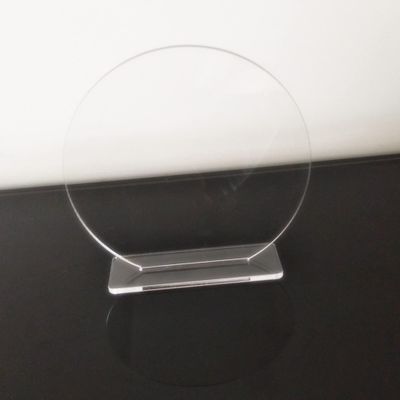 XIAOYUE 5 Sets Acrylic Blanks Round with Stand, DIY Clear Acrylic Wedding Table Numbers Wedding Table Decoration, Freestanding (4.5'')