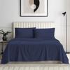 Apsley Linen Damask Stripe Combed Cotton 4-PCs Sheet Set Fits Mattress 18-21'' Deep Pocket Luxurious Bedding Set Heavy Rich Quality Sateen Weave Silky Soft Breathable (Emperor, Navy Blue) view 1